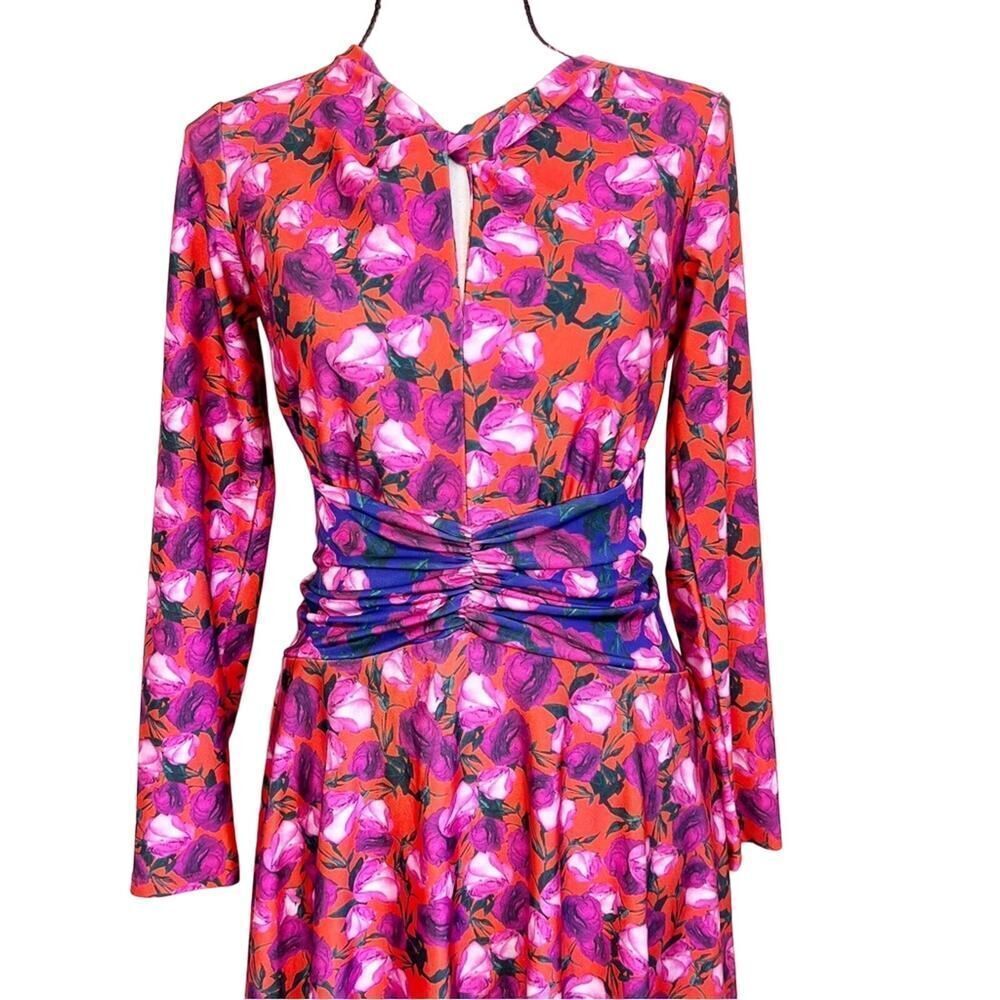 DELFI Collective pink purple floral long sleeve morris dress size small s - Picture 7 of 15